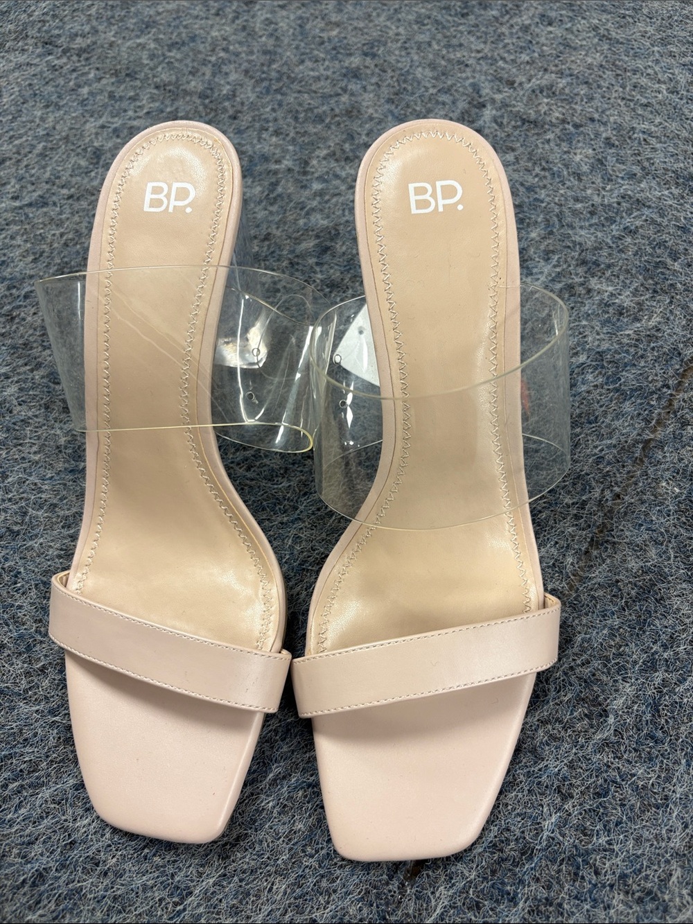 bp Clear-Strap Nude Pink Square-Toe Slide Heels